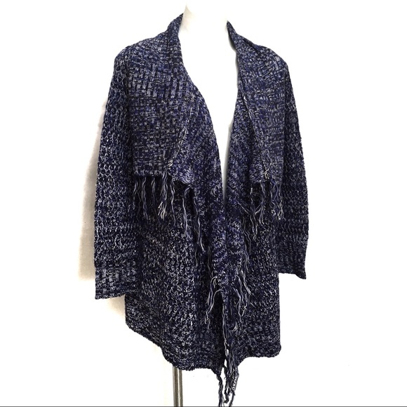 SNAILS AND CINNAMON BLUE KNIT WATERFALL CARDIGAN - Picture 1 of 12